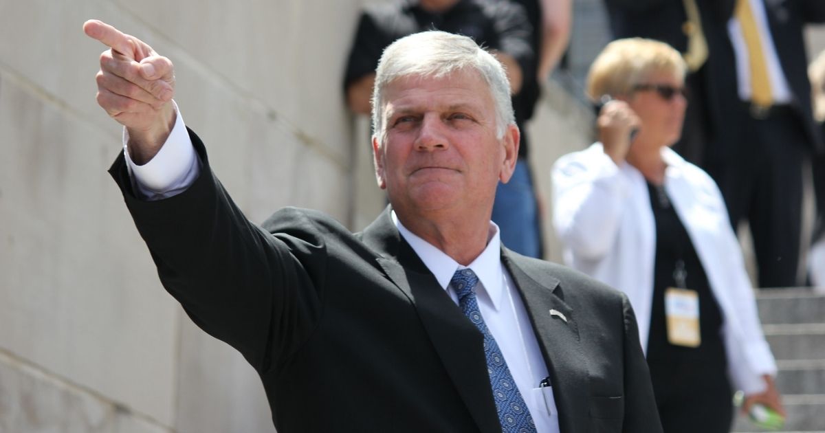 Rev. Franklin Graham greets attendees at a stop in Lincoln, Neb. during his Decision America tour in 2016.