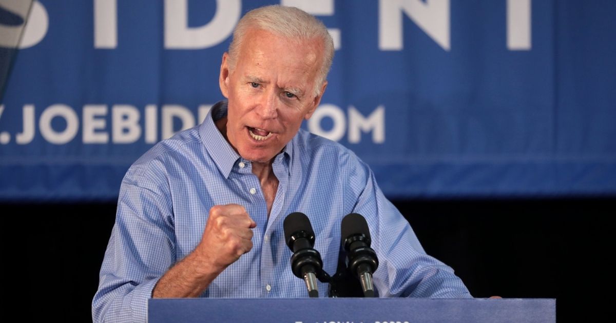 Former Vice President of the United States Joe Biden speaking with supporters at a community event at the Best Western Regency Inn in Marshalltown, Iowa.