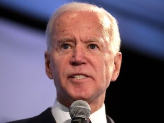 Former Vice President of the United States Joe Biden speaking with attendees at the 2020 Iowa State Education Association (ISEA) Legislative Conference at the Sheraton West Des Moines Hotel in West Des Moines, Iowa.