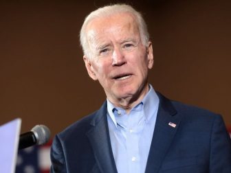 Former Vice President of the United States Joe Biden speaking with supporters at a community event at Sun City MacDonald Ranch in Henderson, Nevada.