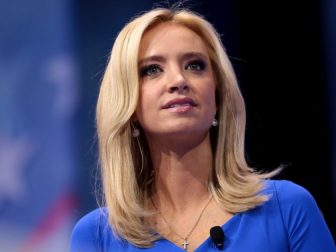 Kayleigh McEnany speaking at the 2017 Conservative Political Action Conference (CPAC) in National Harbor, Maryland.