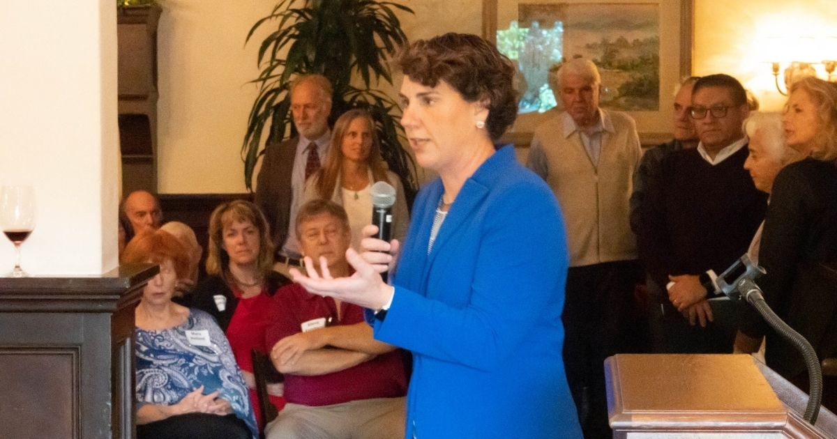 Amy McGrath speaking at an event