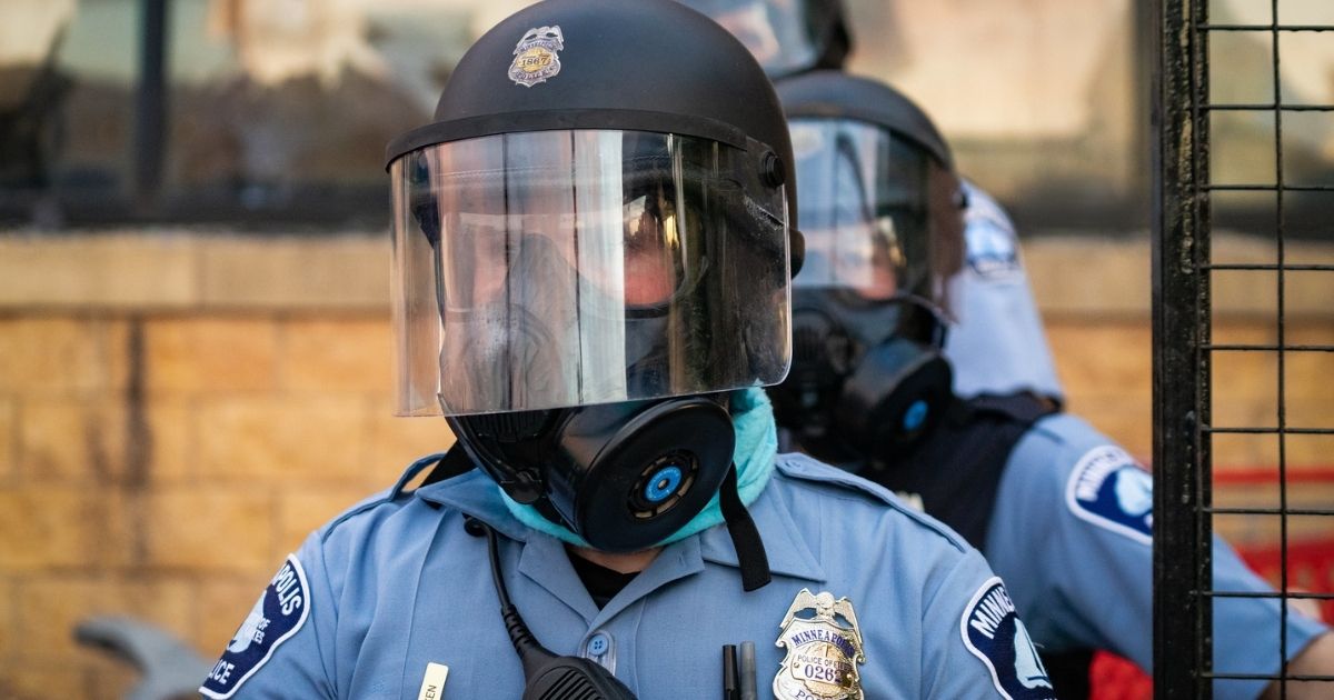 Minneapolis Police Officers outside the Third Precinct.