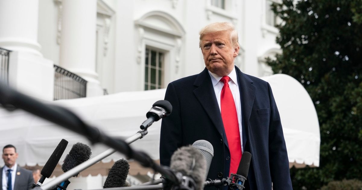 President Donald J. Trump talks to members of the press on the South Lawn of the White House Friday, Feb. 7, 2020, prior to boarding Marine One to begin his trip to Charlotte, N.C. (Official White House Photo by Joyce N. Boghosian)