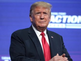 President of the United States Donald Trump speaking with supporters at an "An Address to Young Americans" event hosted by Students for Trump and Turning Point Action at Dream City Church in Phoenix, Arizona.