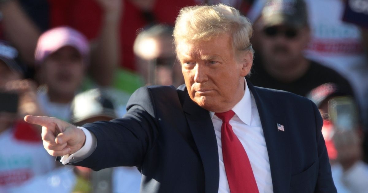 President of the United States Donald Trump speaking with supporters at a "Make America Great Again" campaign rally at Phoenix Goodyear Airport in Goodyear, Arizona.