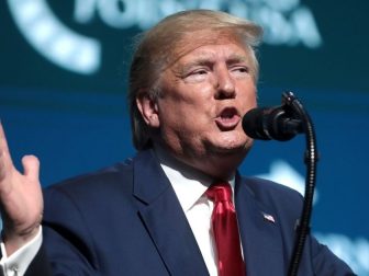 President of the United States Donald Trump speaking with attendees at the 2019 Student Action Summit hosted by Turning Point USA at the Palm Beach County Convention Center in West Palm Beach, Florida.