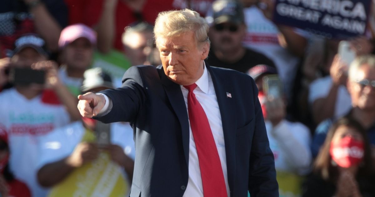 President of the United States Donald Trump speaking with supporters at a "Make America Great Again" campaign rally at Phoenix Goodyear Airport in Goodyear, Arizona.