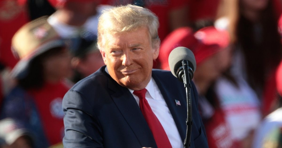 President of the United States Donald Trump speaking with supporters at a "Make America Great Again" campaign rally at Phoenix Goodyear Airport in Goodyear, Arizona.