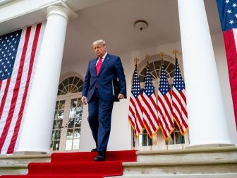 President Donald J. Trump delivers an update on the COVID-19 Coronavirus vaccine development Operation Warp Speed, Friday, Nov. 13, 2020, in the Rose Garden of the White House. (Official White House Photo by Tia Dufour)