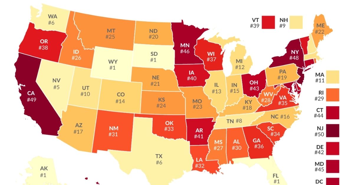 The above photo shows individual income taxes by state.