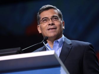 Attorney General Xavier Becerra speaking with attendees at the 2019 California Democratic Party State Convention at the George R. Moscone Convention Center in San Francisco, California.