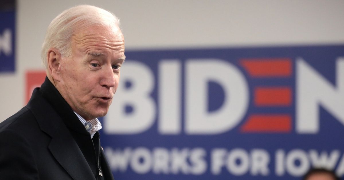 Former Vice President of the United States Joe Biden speaking with supporters at a phone bank at his presidential campaign office in Des Moines, Iowa.