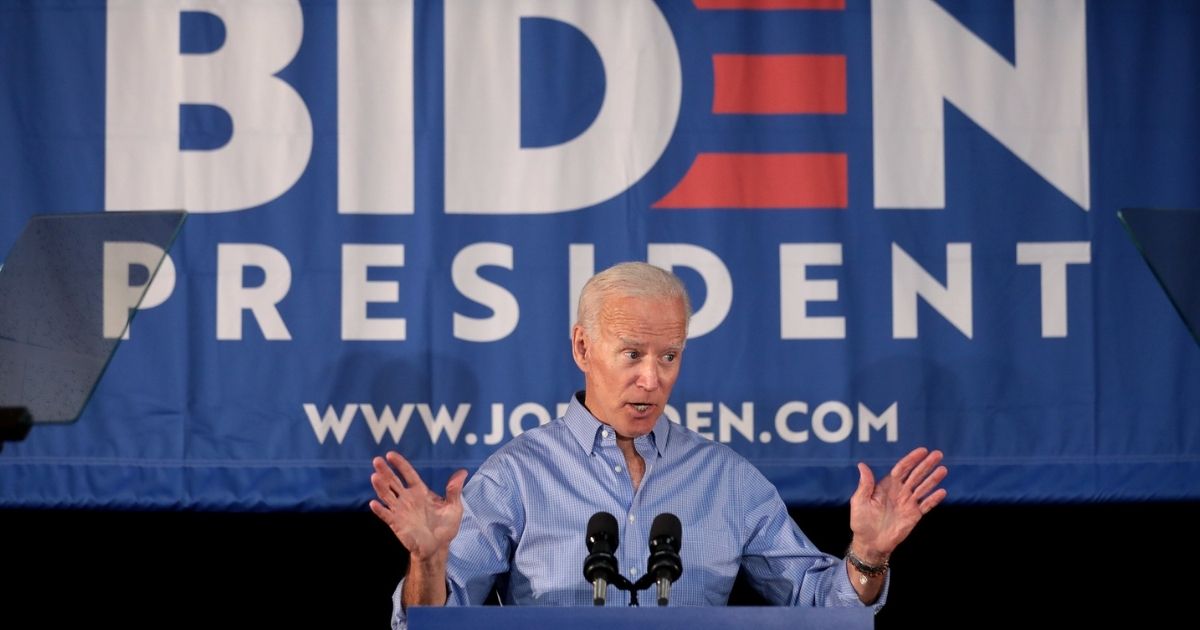 Former Vice President of the United States Joe Biden speaking with supporters at a community event at the Best Western Regency Inn in Marshalltown, Iowa.