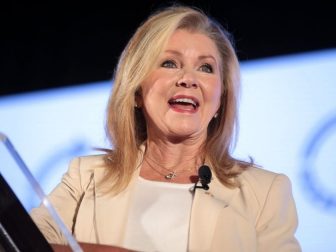 U.S. Senator Marsha Blackburn speaking with attendees at the 2019 Teen Student Action Summit hosted by Turning Point USA at the Marriott Marquis in Washington, D.C.