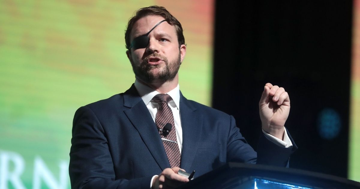 U.S. Congressman Dan Crenshaw speaking with attendees at the 2019 Student Action Summit hosted by Turning Point USA at the Palm Beach County Convention Center in West Palm Beach, Florida.