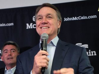 U.S. Senators David Perdue of Georgia and Cory Gardner of Colorado speaking with supporters of U.S. Senator John McCain at a campaign rally with fellow U.S. Senators Joni Ernst and Dan Sullivan at Team McCain headquarters in Phoenix, Arizona.