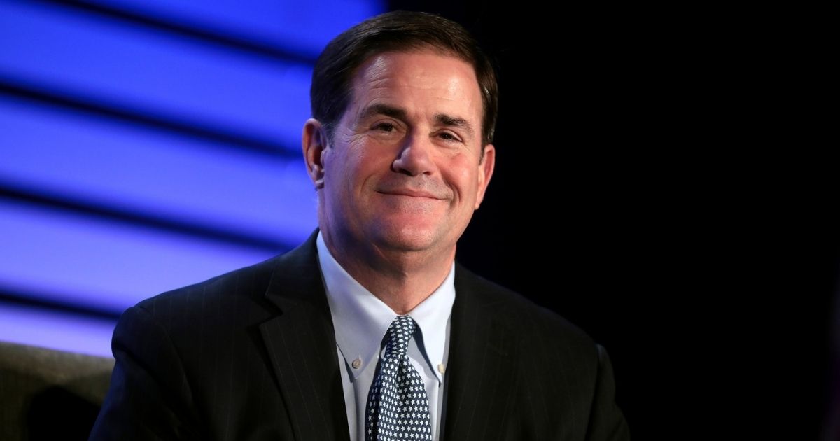 Governor Doug Ducey speaking with attendees at the 2019 Legislative Forecast Luncheon hosted by the Arizona Chamber of Commerce & Industry at the Arizona Biltmore in Phoenix, Arizona.