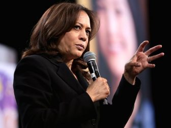 U.S. Senator Kamala Harris speaking with attendees at the 2019 National Forum on Wages and Working People hosted by the Center for the American Progress Action Fund and the SEIU at the Enclave in Las Vegas, Nevada.