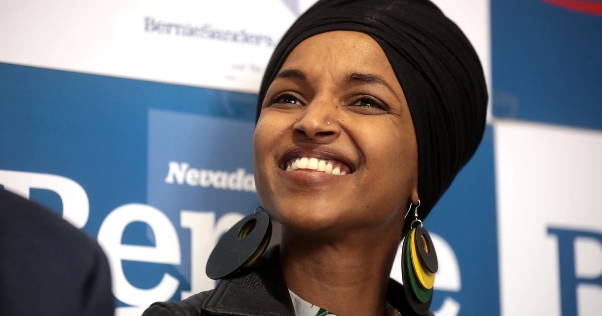 U.S. Congresswoman Ilhan Omar speaking with supporters of U.S. Senator Bernie Sanders at a canvass launch at the Bernie Sanders for President southwest campaign office in Las Vegas, Nevada.