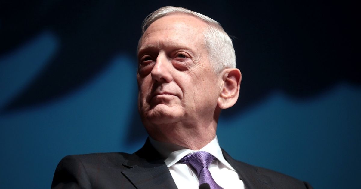 Former Secretary of Defense of the United States James Mattis speaking at the 2020 John J. Rhodes Lecture hosted by Barrett, the Honors College at Arizona State University at the Tempe Center for the Arts in Tempe, Arizona.