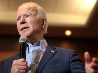 Former Vice President of the United States Joe Biden speaking with supporters at a community event at Sun City MacDonald Ranch in Henderson, Nevada.