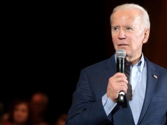 Former Vice President of the United States Joe Biden speaking with supporters at a community event at Sun City MacDonald Ranch in Henderson, Nevada.