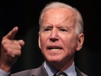 Former Vice President of the United States Joe Biden speaking with attendees at the 2019 Iowa Federation of Labor Convention hosted by the AFL-CIO at the Prairie Meadows Hotel in Altoona, Iowa.