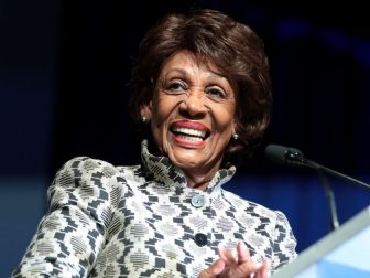 U.S. Congresswoman Maxine Waters speaking with attendees at the 2019 California Democratic Party State Convention at the George R. Moscone Convention Center in San Francisco, California.