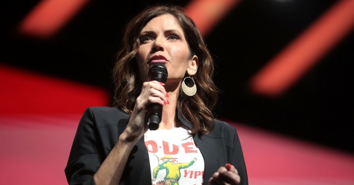 Governor Kristi Noem speaking with attendees at the 2019 Student Action Summit hosted by Turning Point USA at the Palm Beach County Convention Center in West Palm Beach, Florida.