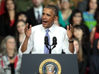 President of the United States Barack Obama speaking on the recovering housing sector at Central High School in Phoenix, Arizona.