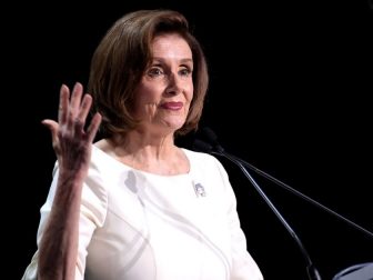 Speaker of the House Nancy Pelosi speaking with attendees at the 2019 California Democratic Party State Convention at the George R. Moscone Convention Center in San Francisco, California.