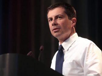 Mayor Pete Buttigieg speaking with attendees at the 2019 Iowa Federation of Labor Convention hosted by the AFL-CIO at the Prairie Meadows Hotel in Altoona, Iowa.