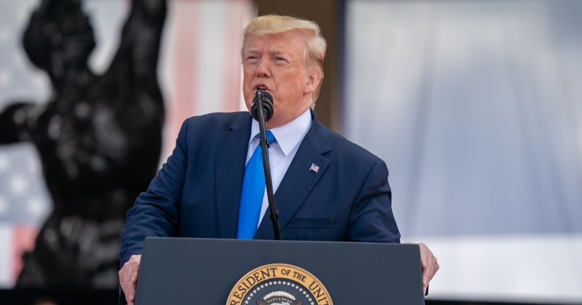 President Donald J. Trump delivers remarks at the 75th Commemoration of D-Day Thursday, June 6, 2019, at the Normandy American Cemetery in Normandy, France. (Official White House Photo by Shealah Craighead)