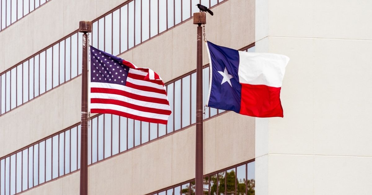 Texas Flag and USA flag on poles