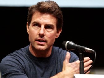 Tom Cruise speaking at the 2013 San Diego Comic Con International, for "Edge of Tomorrow", at the San Diego Convention Center in San Diego, California.