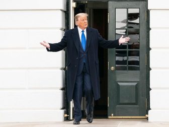 President Donald J. Trump greets guests on the South Lawn of the White House Tuesday, Oct. 27, 2020, prior to boarding Marine One en route to Joint Base Andrews, Md. to begin his trip to Michigan, Wisconsin, Nebraska and Nevada. (Official White House Photo by Joyce N. Boghosian)