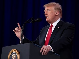 President of the United States Donald Trump speaking at the 2018 Conservative Political Action Conference (CPAC) in National Harbor, Maryland.