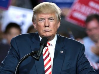 Donald Trump speaking with supporters at a campaign rally at the Prescott Valley Event Center in Prescott Valley, Arizona.