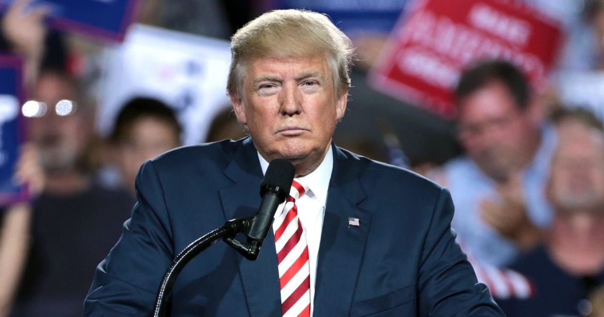 Donald Trump speaking with supporters at a campaign rally at the Prescott Valley Event Center in Prescott Valley, Arizona.