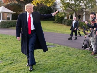 President Donald J. Trump waves after talking with reporters on the South Lawn of the White House Monday, Nov. 4, 2019, and walks to board Marine One to begin his trip to Kentucky. (Official White House Photo by Joyce N. Boghosian)