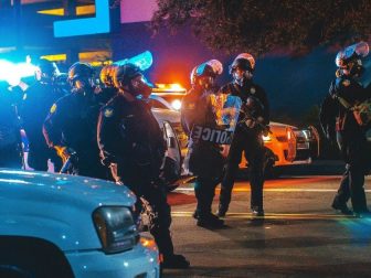 After the Donald Trump Rally in Phoenix, protestors classed with the police.