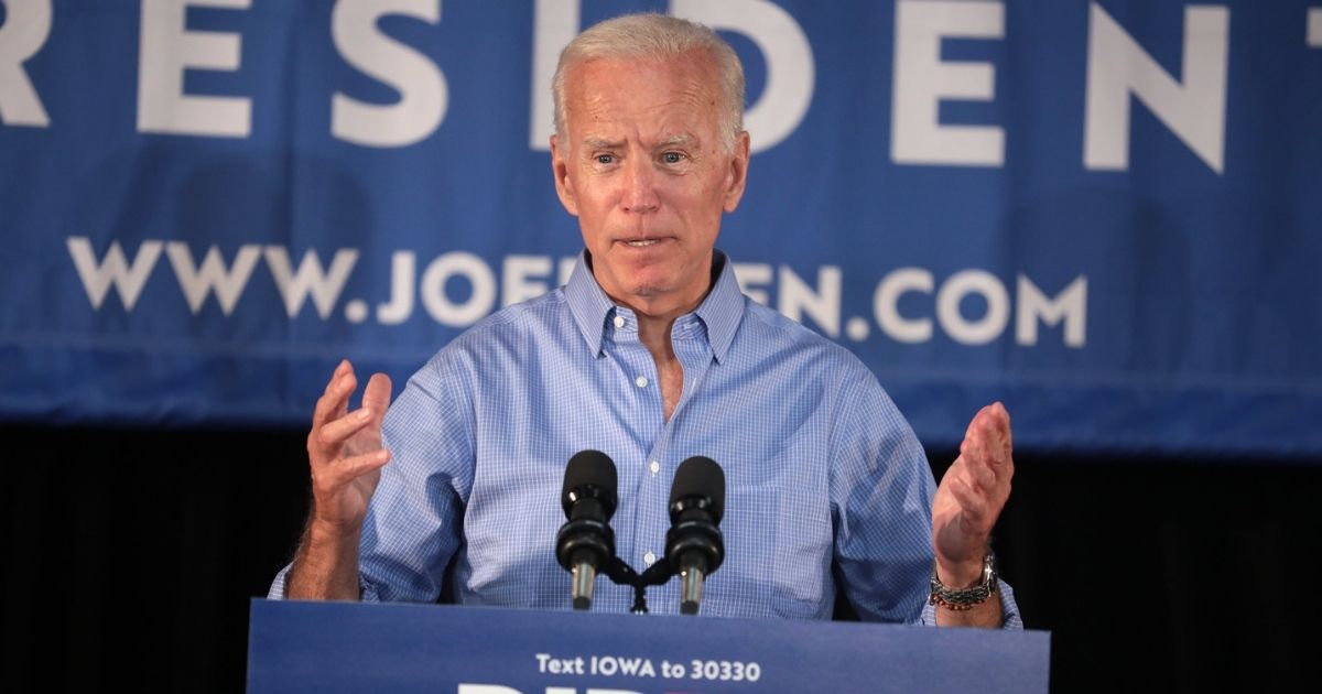 Former Vice President of the United States Joe Biden speaking with supporters at a community event at the Best Western Regency Inn in Marshalltown, Iowa.