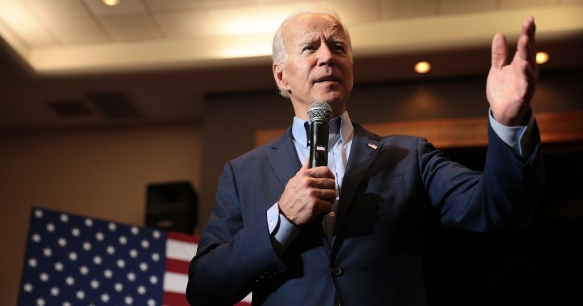 Former Vice President of the United States Joe Biden speaking with supporters at a community event at Sun City MacDonald Ranch in Henderson, Nevada.