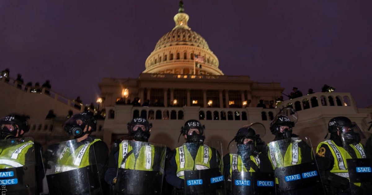 Capitol Police line up on January 6, 2021