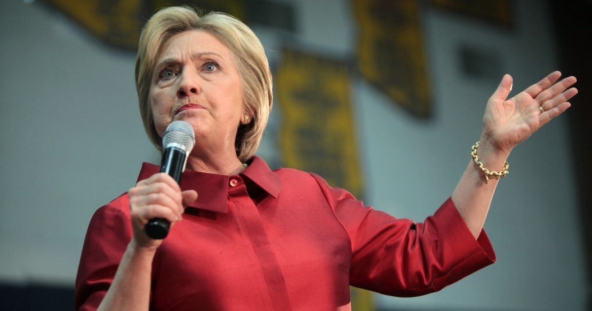 Former Secretary of State Hillary Clinton speaking with supporters at a campaign rally at Carl Hayden High School in Phoenix, Arizona.