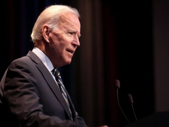 Former Vice President of the United States Joe Biden speaking with attendees at the 2019 Iowa Federation of Labor Convention hosted by the AFL-CIO at the Prairie Meadows Hotel in Altoona, Iowa.