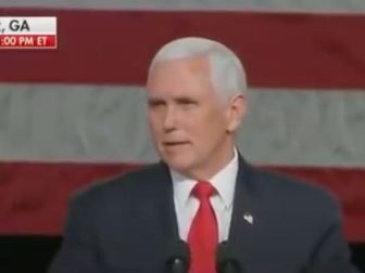 Vice President Mike Pence speaks at a Defend the Majority rally in Milner, Georgia, in support of Sens. Kelly Loeffler and David Perdue ahead of Tuesday's runoff elections