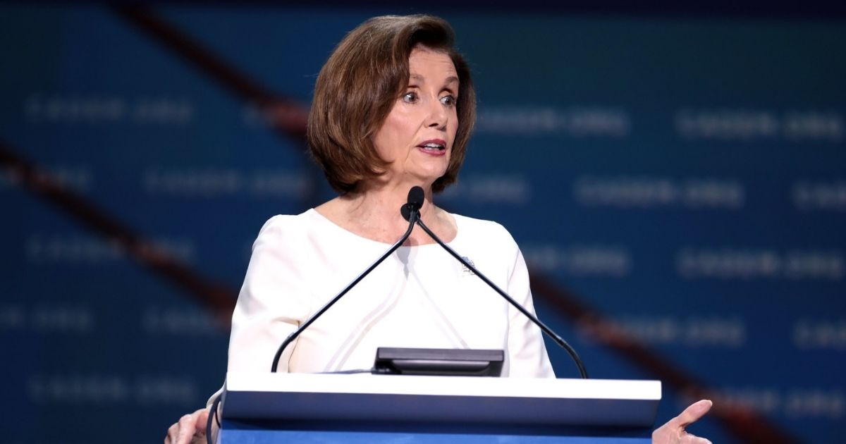 Speaker of the House Nancy Pelosi speaking with attendees at the 2019 California Democratic Party State Convention at the George R. Moscone Convention Center in San Francisco, California.