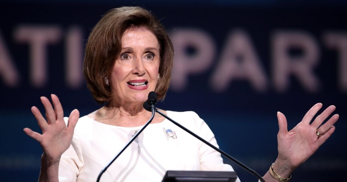 Speaker of the House Nancy Pelosi speaking with attendees at the 2019 California Democratic Party State Convention at the George R. Moscone Convention Center in San Francisco, California.